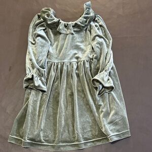 Girls' Velvet Ruffle Collar Formal Dress - Sage Green